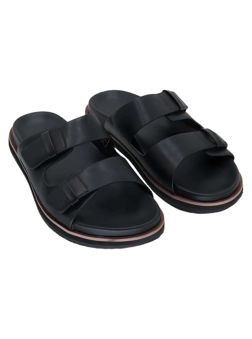 Tommy Hilfiger Mens Welker Black Two-Strap Slide Sandals Size 8M